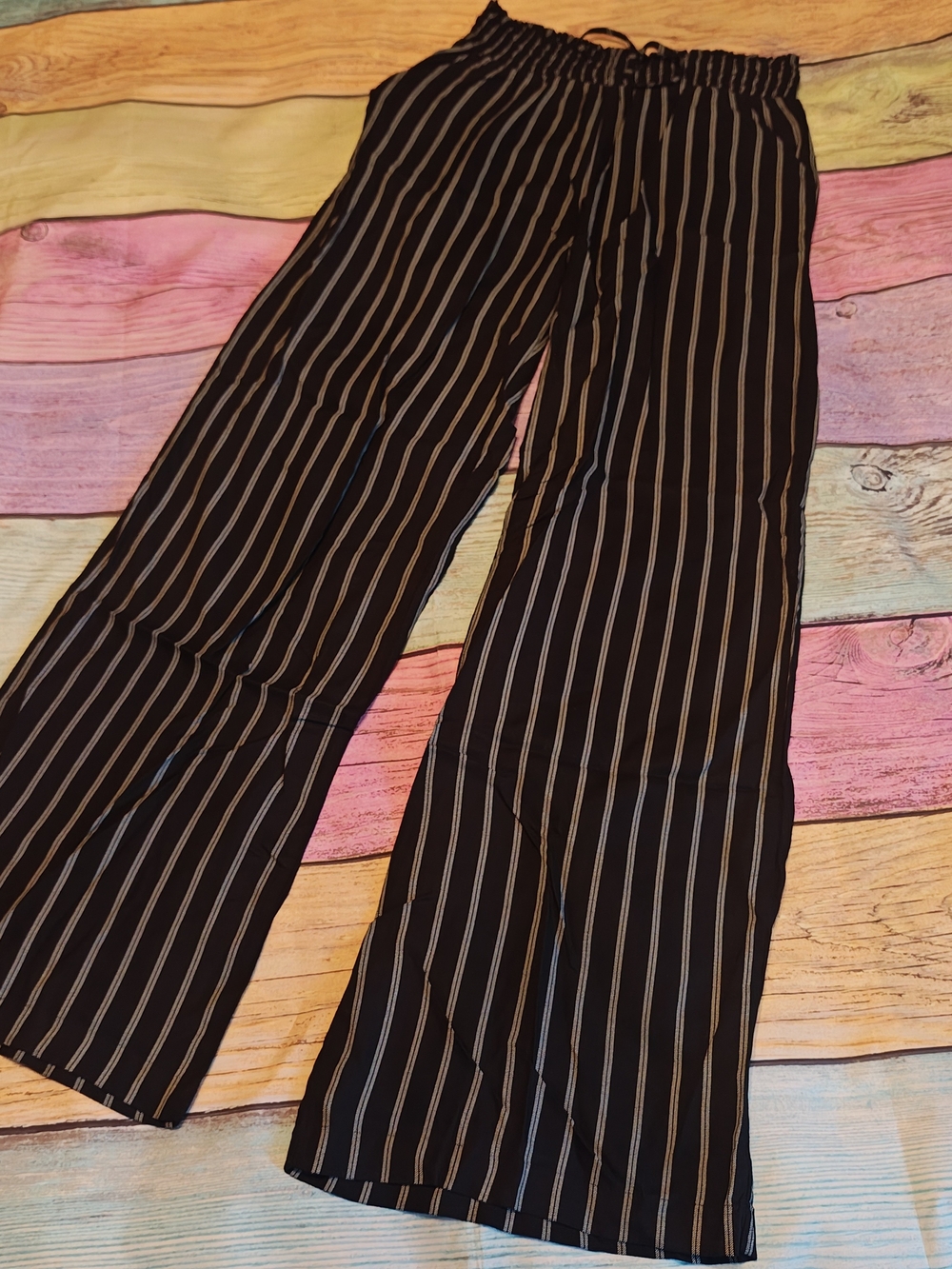 Medium SO Black Wide-Leg Stripe Pants #SS12